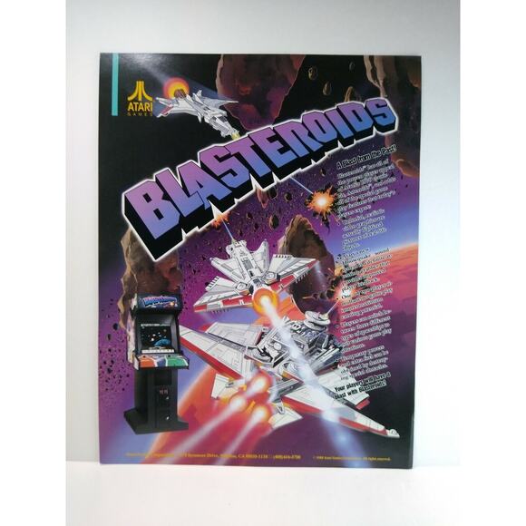 Blasteroids Arcade Flyer 1988 Original Atari Asteroids Space Age Art 8.5" x 11" - Picture 2 of 3